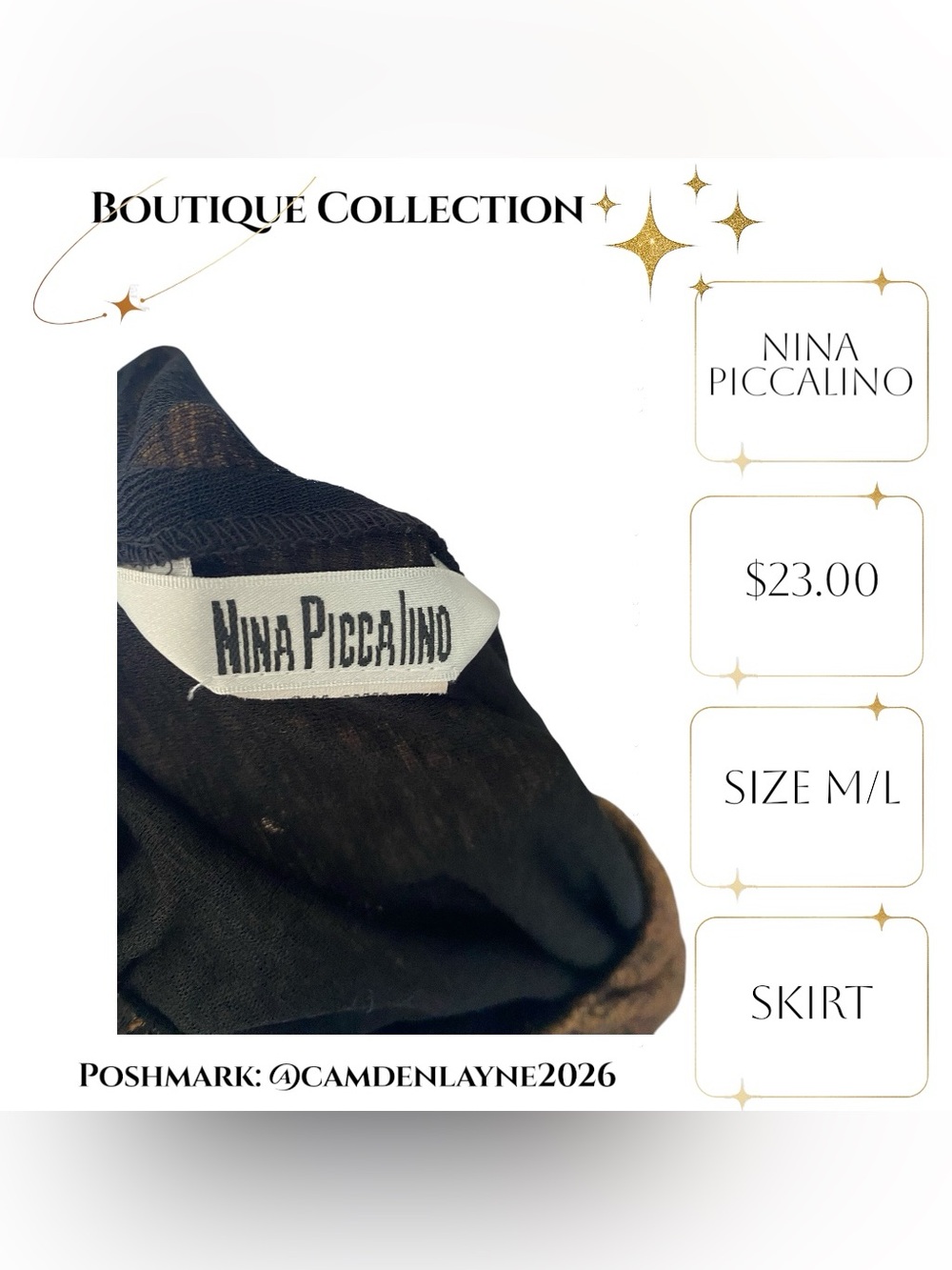 Nina Piccalino Brown Snake-Print Maxi Skirt with Black Lace Trim - Picture 9 of 9